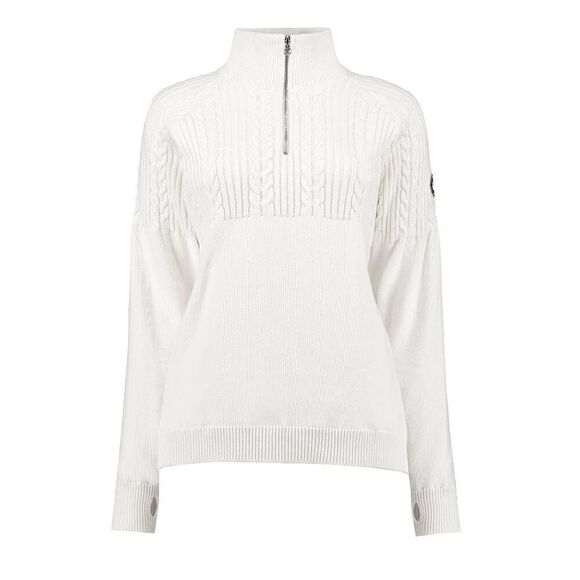 Nils Womens Sweater Sz Large White Ribbed Silver Zip TNeck - Picture 2 of 9